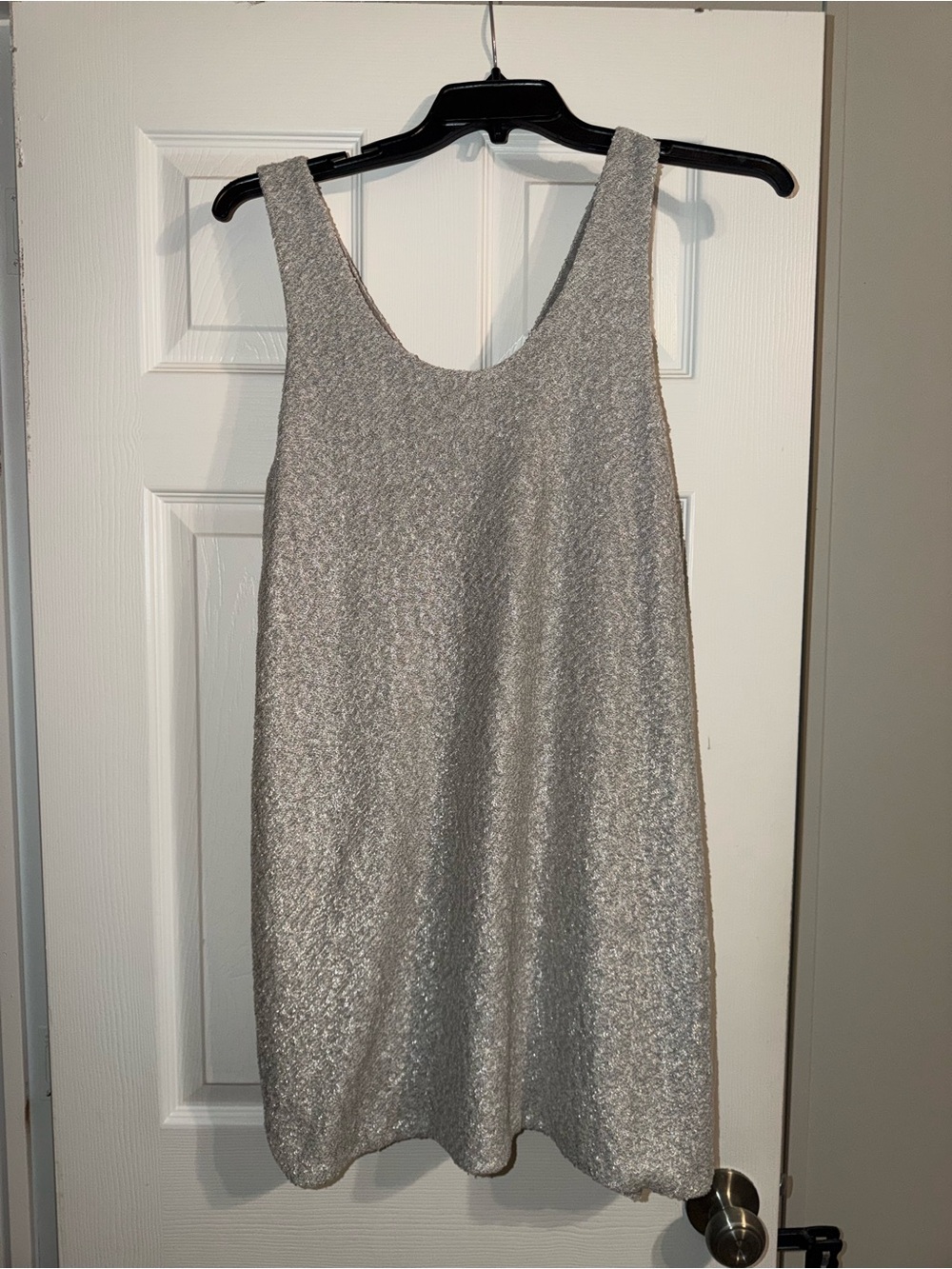 NWT Anthropologie HD in Paris Sequin Shift Mini Dress Silver M Petite MP